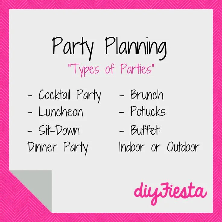 Types of Parties. Joinder of the Parties. Planning a party