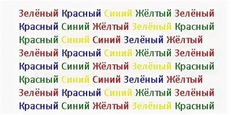Слова написанные разными цветами. Струп тесты для скорочтения для детей. слова разного цвета. слова разными цветами.