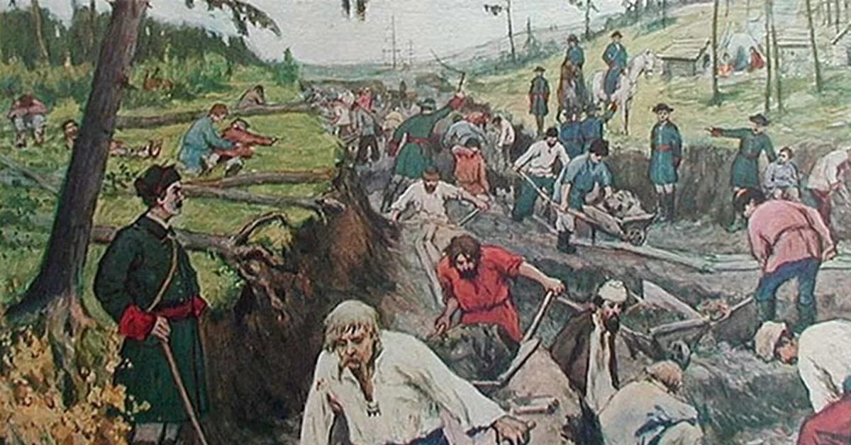 Крестьяне прикрепленные к заводам. Ладожский канал при петре 1. труд крестьян. крепостные крестьяне. крестьянский труд.