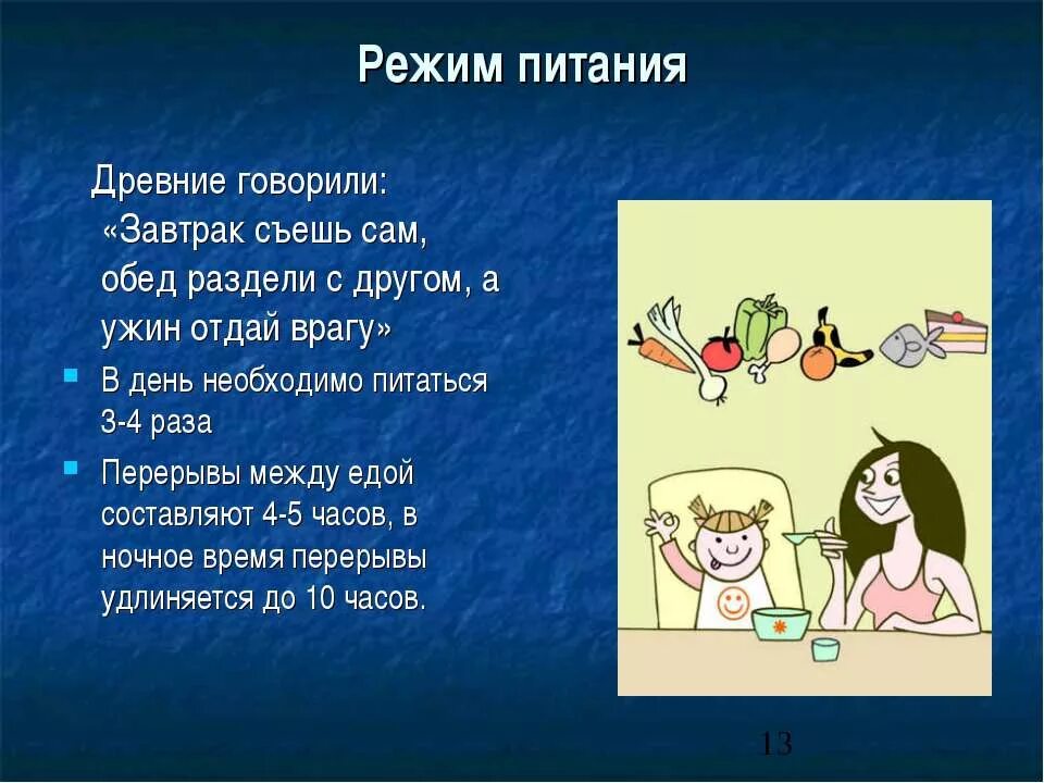 Режим питания школьника презентация. Режим питания сообщение. Завтрак съешь сам, обед раздели с другом, ужин отдай врагу.. Режим и гигиена питания младших школьников презентация. Кто сказал завтрак съешь сам обедом