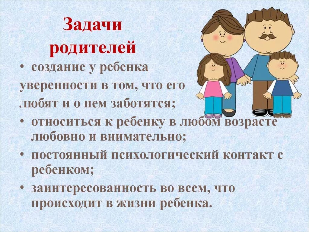 Ситуация общения с родителями. Роль семьи в воспитании. Задачи родителей в воспитании детей. Задачи воспитания для родителей. Воспитание ребенка в семье.