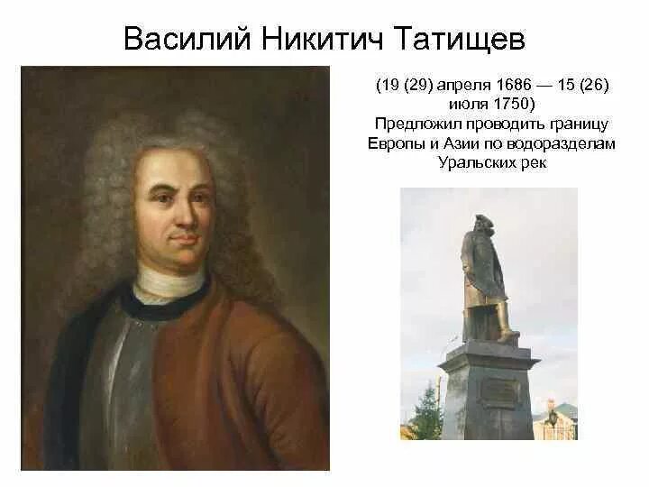 В. Татищев (1686-1750). Татищев историк. Создателем какого памятника культуры был иванов