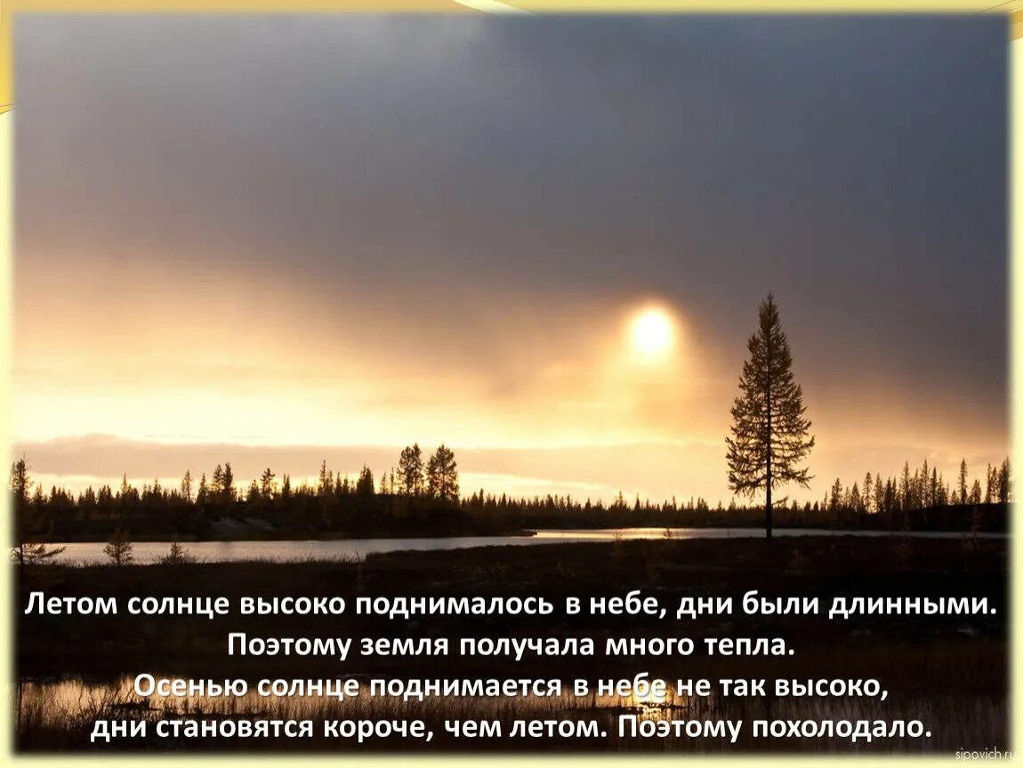 Летом дни становятся длиннее. Солнце поднимается. Солнце поднимается выше. Солнце поднялось высоко. Солнце поднялось на неб.