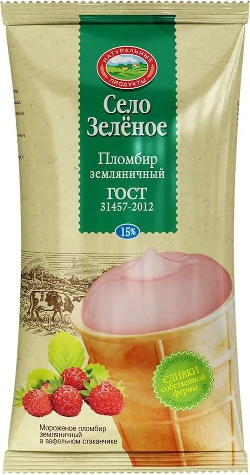 Село Зеленое Мороженое пломбир с шоколадной крошкой 15% 400г - купить по цене от