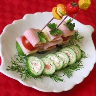 Рулетики из огурцов с ветчиной