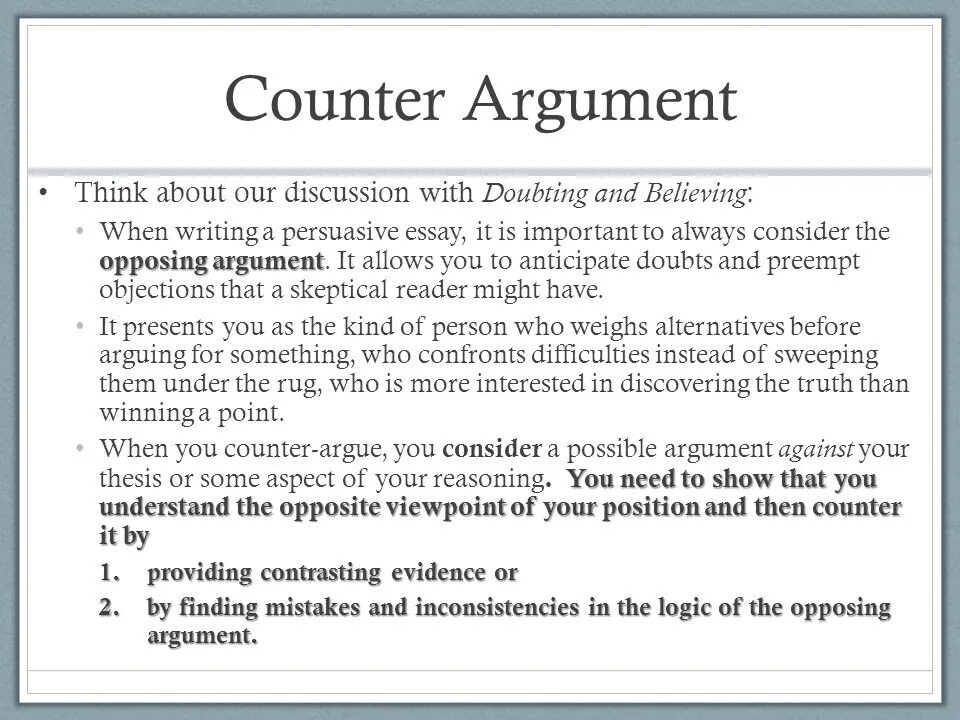 Arguments and facts