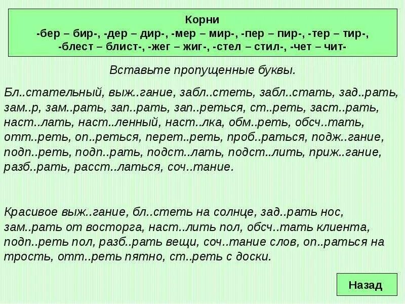 Тер тир словосочетания. Задания на бер бир мер мир пер пир тер тир стел стил. корни бер бир тер тир пер пир дер дир стел стил правило.