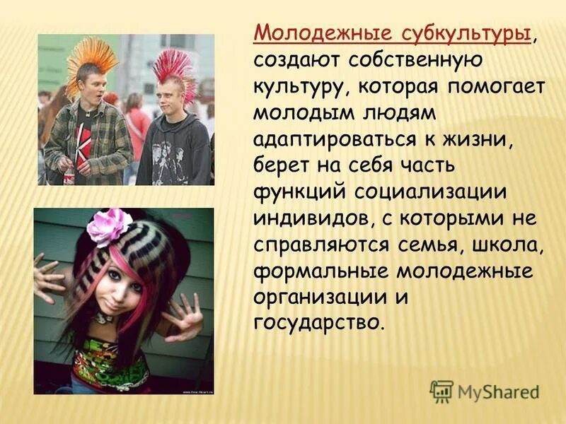 Сообщение о молодежной субкультуре