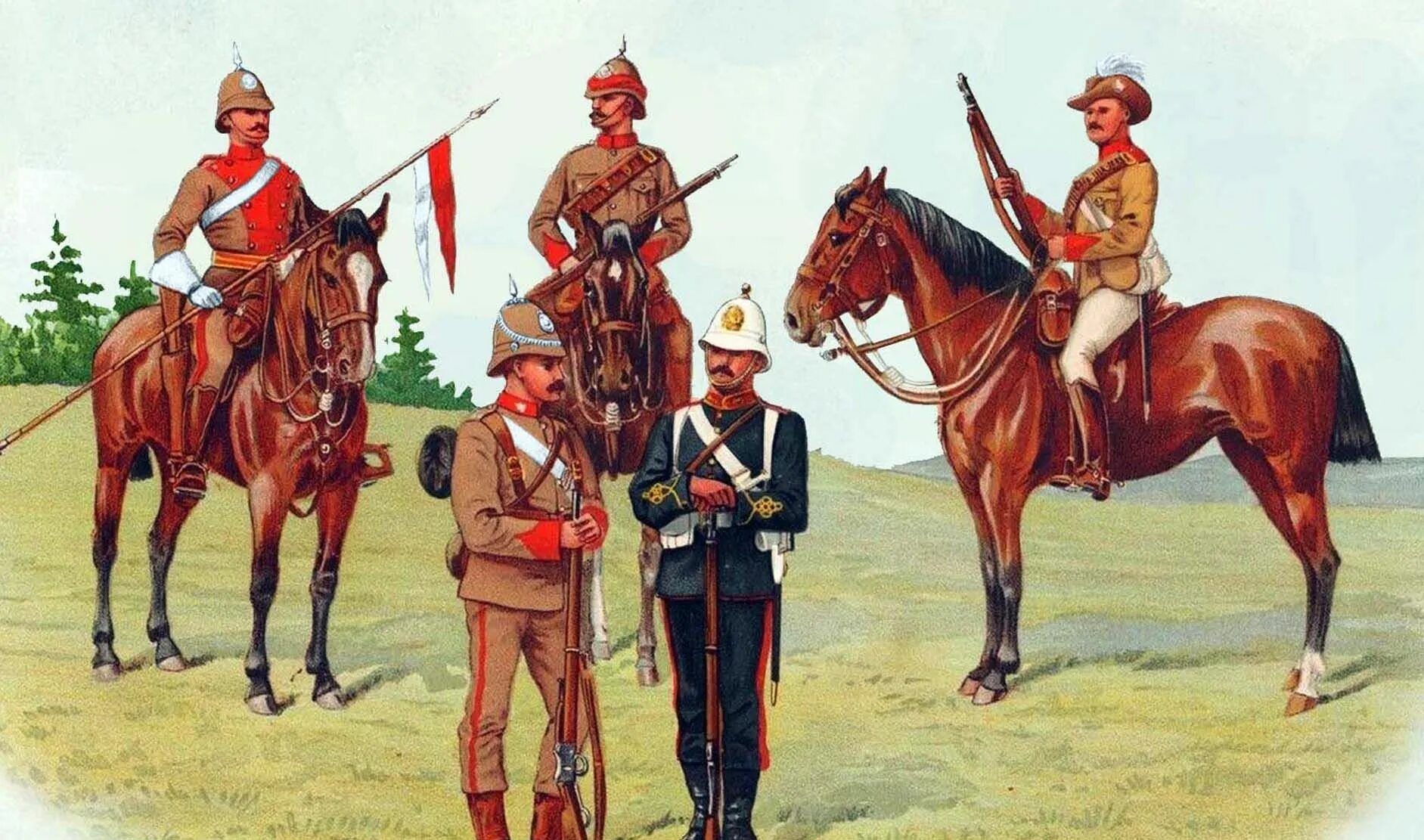 Английский солдат викторианской эпохи. Кавалерийский Авангард. Mounted Infantry 1879. Горн французской кавалерии.