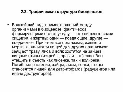 Трофические связи в биоценозе