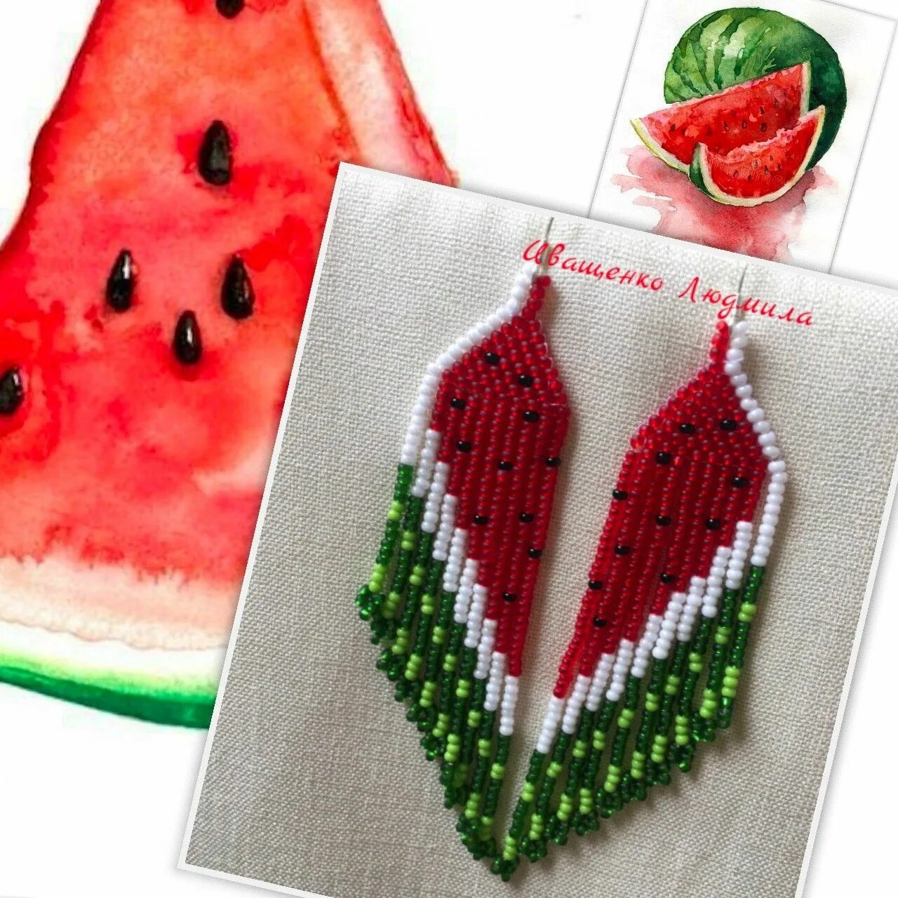 Арбуз из бисера схема плетения для начинающих Piment Bead charms diy, Bead crafts diy, Beaded crafts