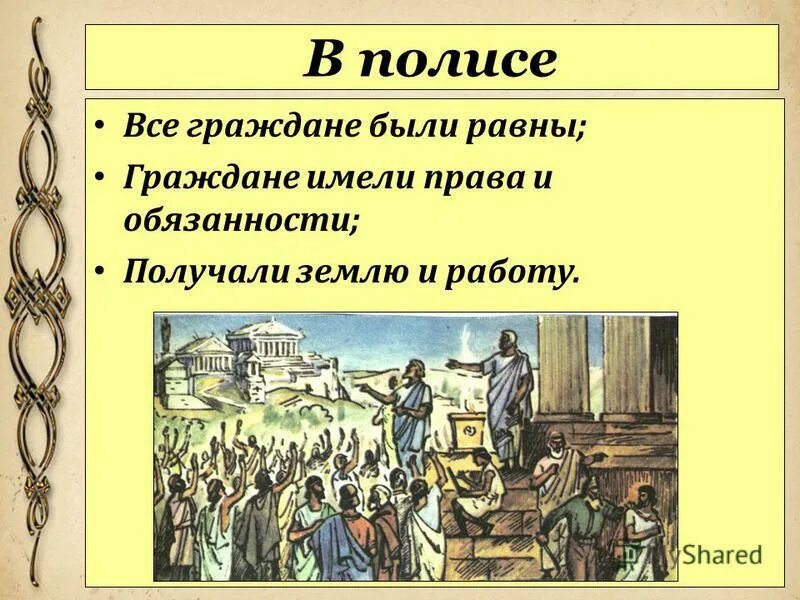 гражданин полиса обладал правом. греческий полис. схема полиса в древней греции. сравнение управления в спарте и афинах. чем граждане полиса отличались от остального населения.