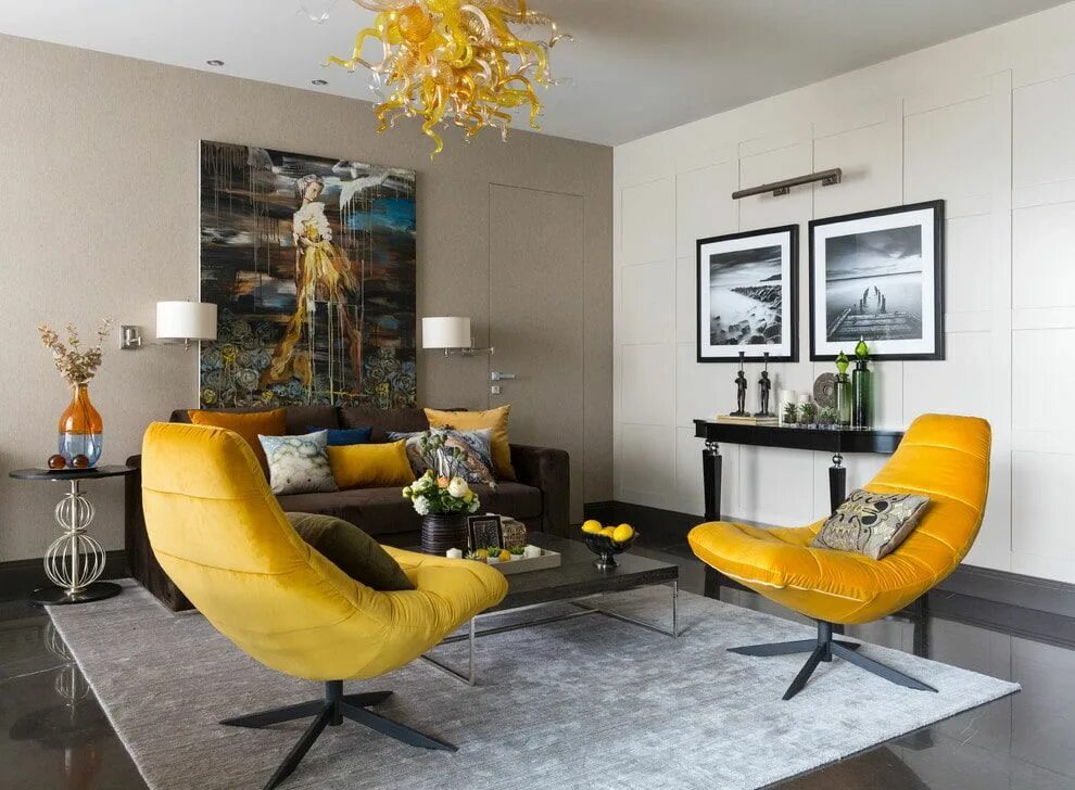 Желтое кресло в интерьере гостиной My Amazing Blog in 2022 Furniture design chair, Yellow living room, Arm chairs l