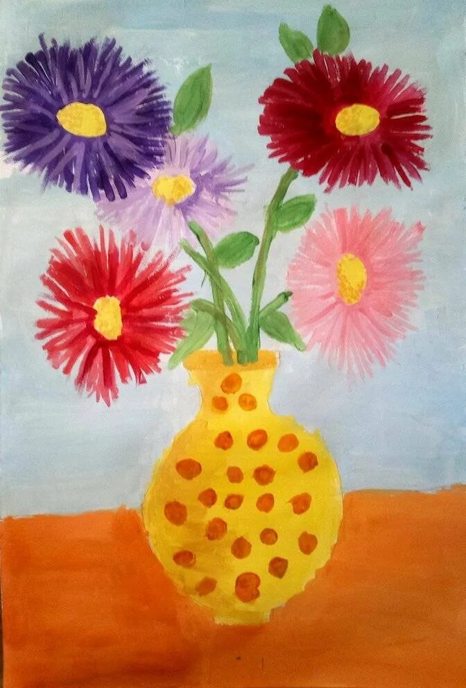 Рисование букет цветов в подготовительной группе. Детские рисунки ваза с цветами. Цветы для рисования детям. Ваза с цветами красками.