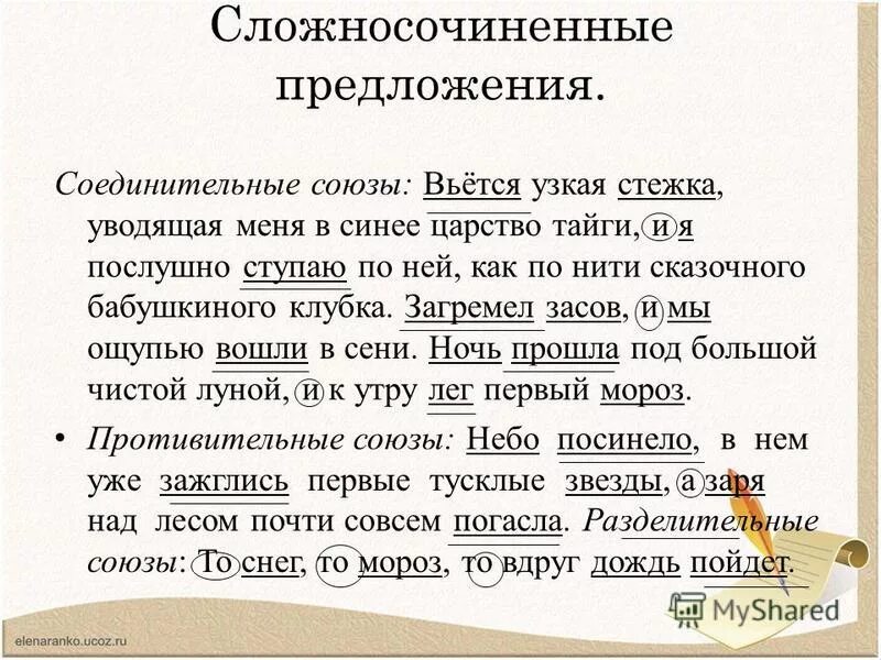 Сложносочиненные предложения со значением одновременности