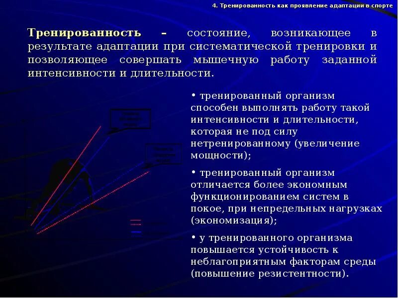 Механизмы адаптации организма к физическим нагрузкам. Адаптация к физическим нагрузкам (адаптация). Физиологические основы адаптации к физическим нагрузкам. Основные стадии адаптации к физическим нагрузкам. Адаптация возникает в результате