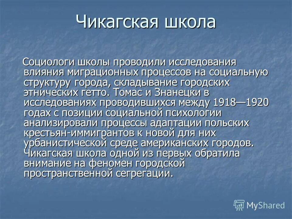 школы социологов