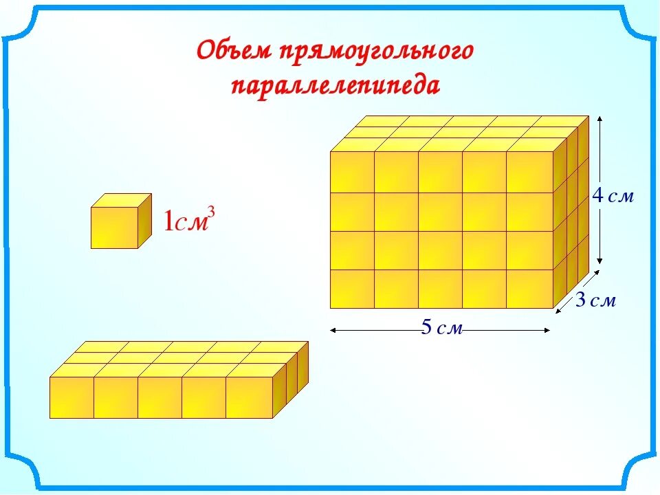 Найдите объем коробки имеющей форму параллелепипеда. Объем прямоугольного параллелепипеда. Объемы объем прямоугольного параллелепипеда. Объем прямоугольника параллелепипеда. Объём прямоугольного параллелипипеда.