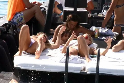 Tania Cagnotto was seen topless on a boat with friends near Formentera, Spa...