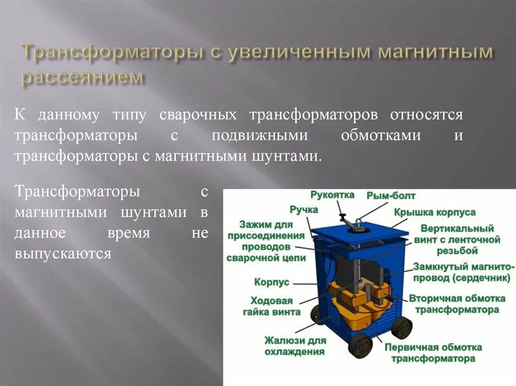 Работа сварочных трансформаторов. Сварочный трансформатор с магнитным рассеиванием. Принцип работы сварочных трансформаторов с магнитным рассеиванием. Маркировка сварочных трансформаторов. Сварочный трансформатор с увеличения магнитный рассеяния.