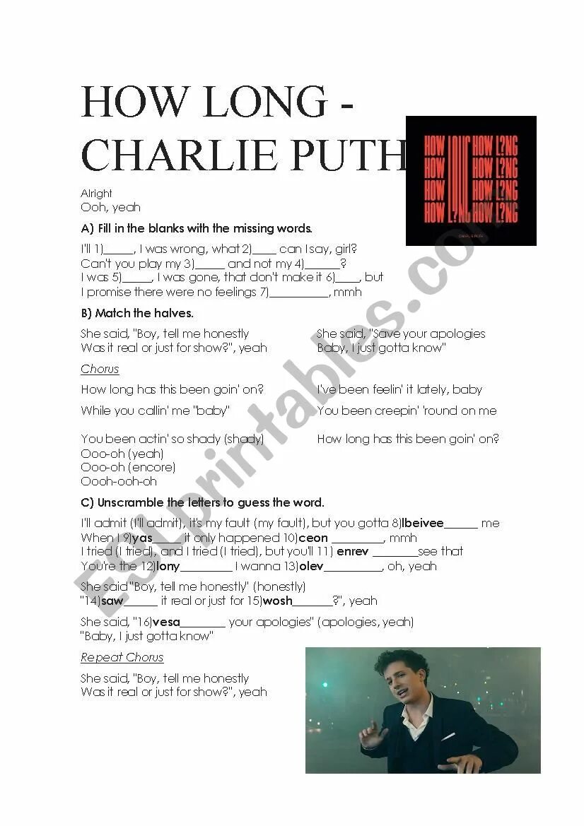 Long charlie. How long Charlie Puth. Текст песни how long. How long Charlie Puth Worksheet. Charlie Puth - how long how.