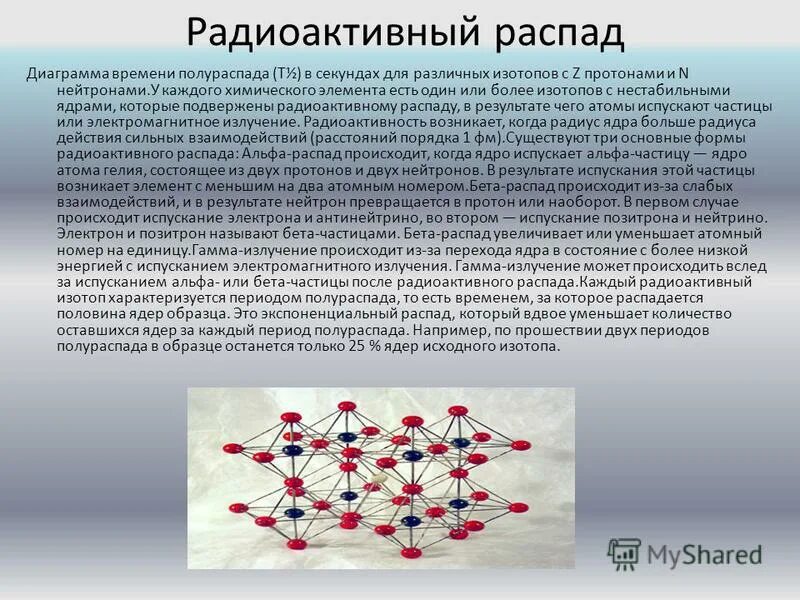 В ходе распада радиоактивного изотопа 640 45