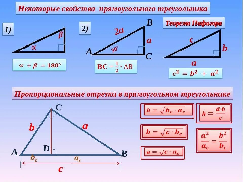 1 прямоугольный треугольник. Прямоугольный треугольник 90 градусов теорема. 1 Свойство прямоугольного треугольника. Прямоугольный треугольник формулы 7 класс. 3 Свойства прямоугольного треугольника.