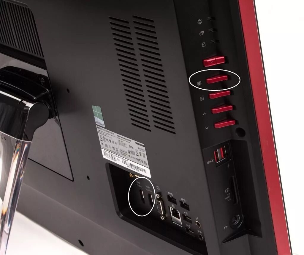Как подключить к моноблоку второй монитор. Msi ag270. msi монитор разъемы. msi ag270 2pc-030ru. разъемы сзади моноблока msi.