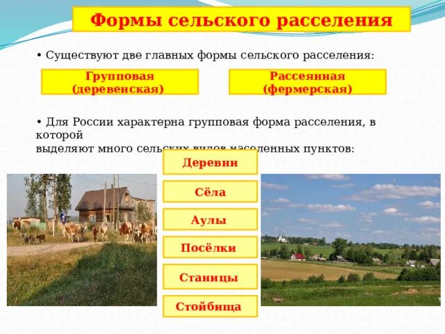 Размеры сельских поселений