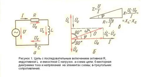 Цепь с активным сопротивлением и индуктивностью схема
