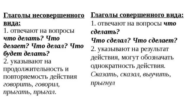 Строить какой вид глагола. Совершенный и несовершенный вид глагола 5 класс.