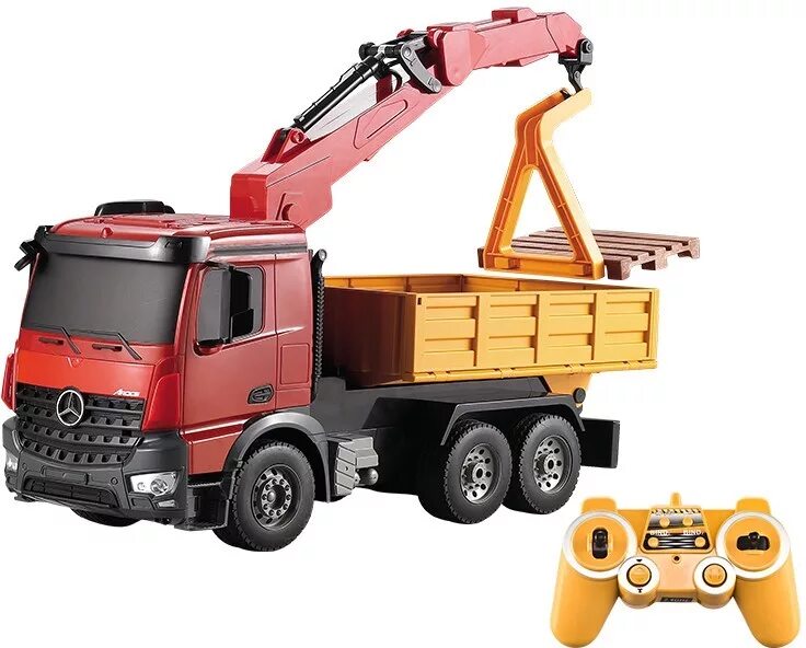 Погрузчик Double Eagle Mercedes-Benz Arocs e565-003 1:20 38 см. Радиоуправляемый кран Double e Mercedes-Benz Arocs 1:20 2.4g - e565-003. Погрузчик Double Eagle Mercedes-Benz Arocs e565-003, 1:20, 38 см, красный/желтый/черный. Double e "Mercedes-Benz Arocs 1:20 2.4g | e564-003" - радиоуправляемый контейнеровоз.