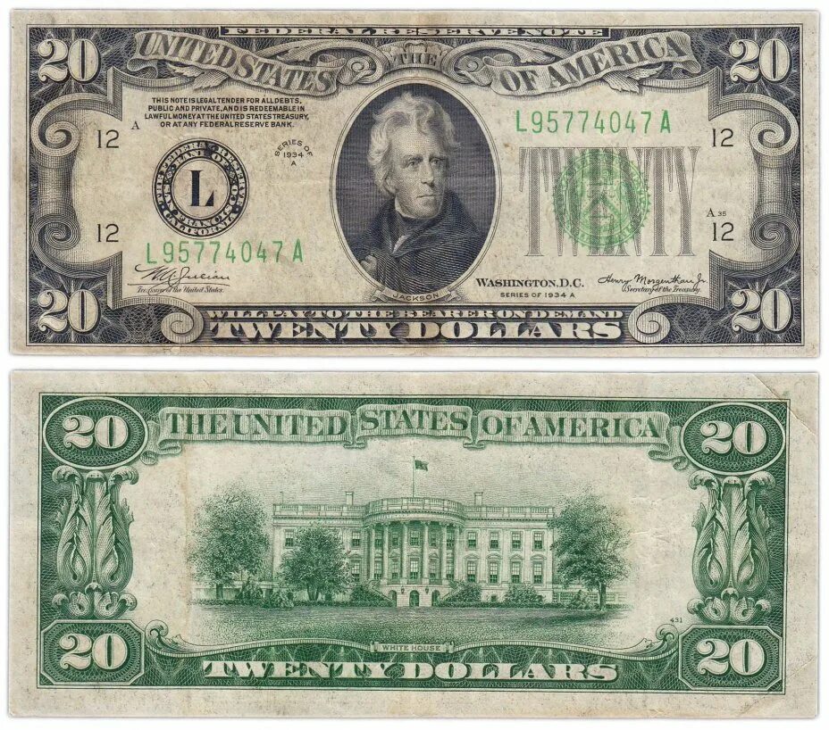 20 Долларов США. Federal Reserve Note 1934 год. Банкноты США. Купюры долларов США. Купюры америки