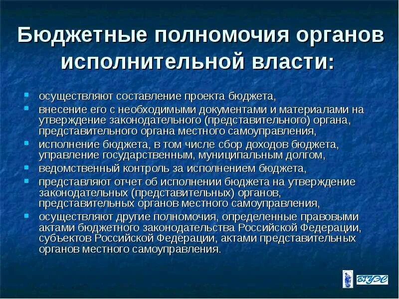 Полномочия исполнительно йвластт. Полномочия исполнительной власти. Бюджетные полномочия органов исполнительной власти. Бюджетные полномочия исполнительных органов государственной власти.