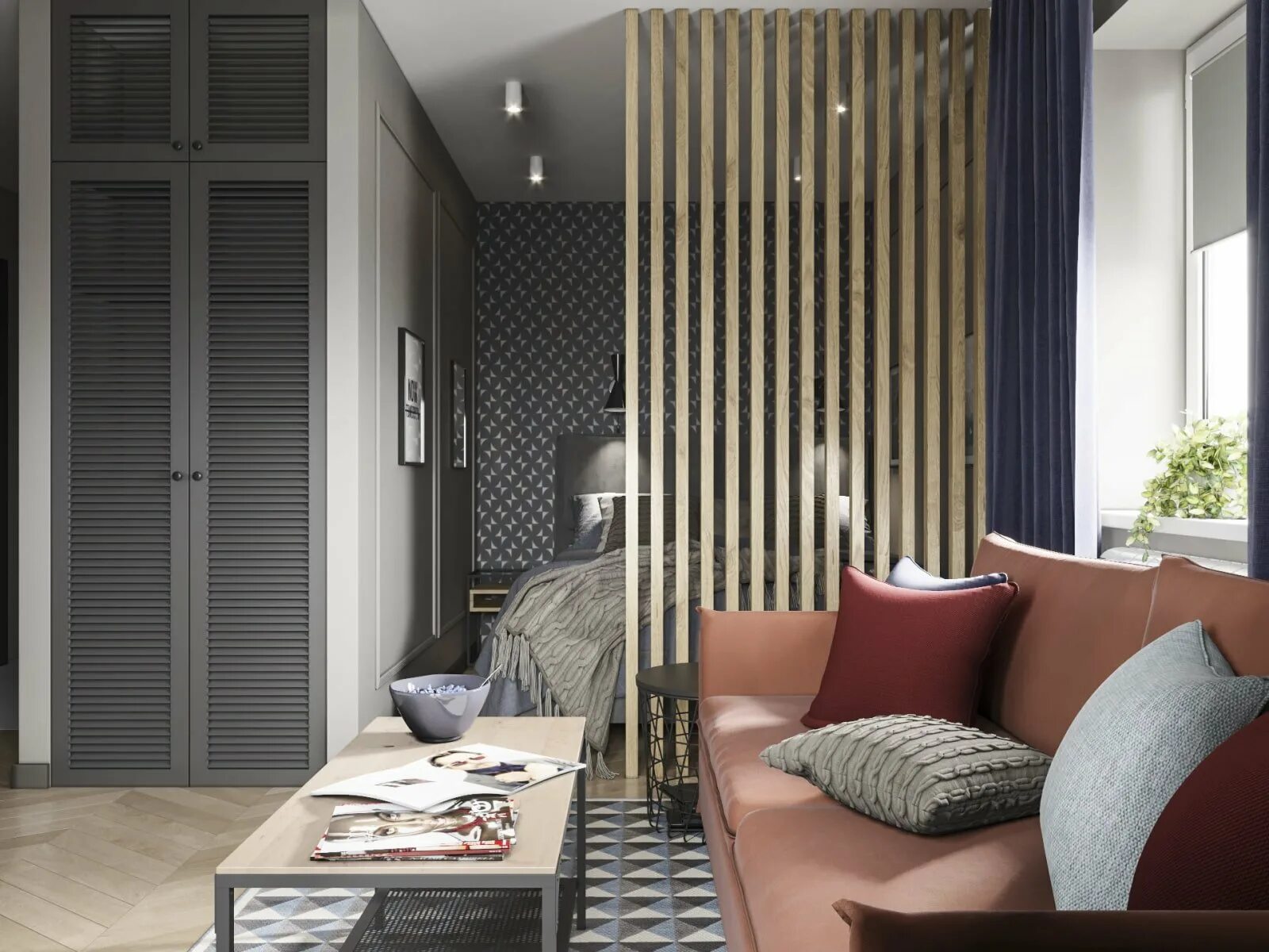 зонирование комнаты деревянными рейками. рейки в комнате. лайтбрус перегородка. перегородка из деревянных реек в интерьере. реечные перегородки хольц.