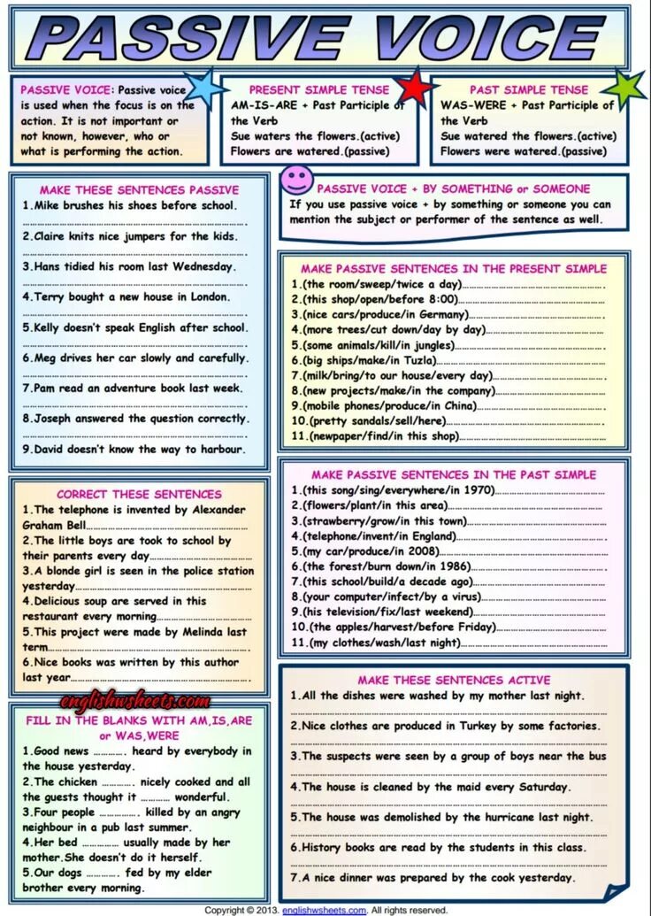 Passive voice present worksheet. Passive Voice present past Future Worksheets. Active vs Passive Voice Worksheet. Passive Active Voice Worksheets for Kids. Пассивный залог Worksheets.