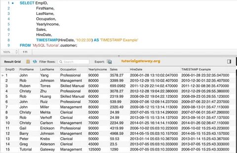 Select timestamp