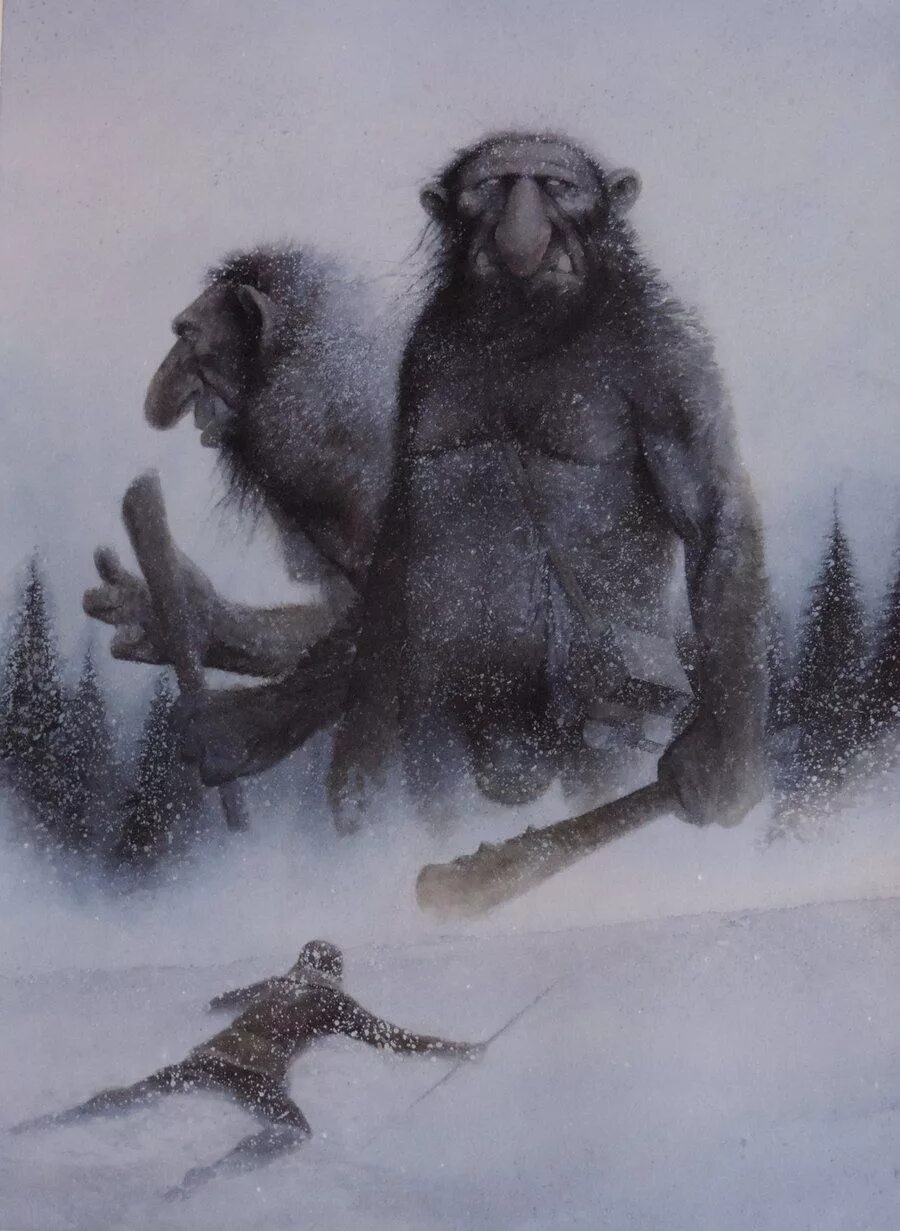 Снежные существа. Ивар Реннинген Тролли. Тролли мифология Скандинавии. Скандинавские существа.