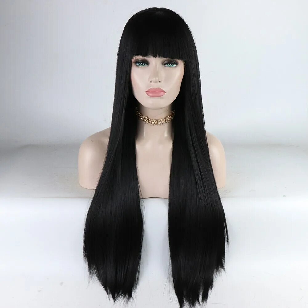Длинные черные волосы видео. Черный парик с челкой (12088). Парик черный длинный с челкой. Чёрный парик длинные волосы. Чёрный парик длинные волосы с челкой.