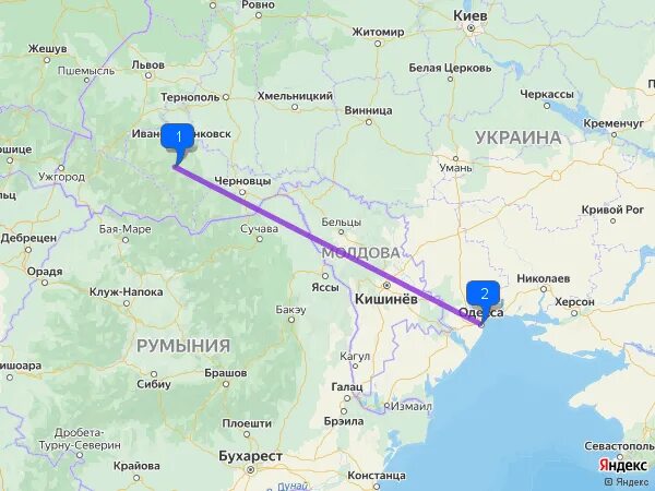 Угледар одесса расстояние