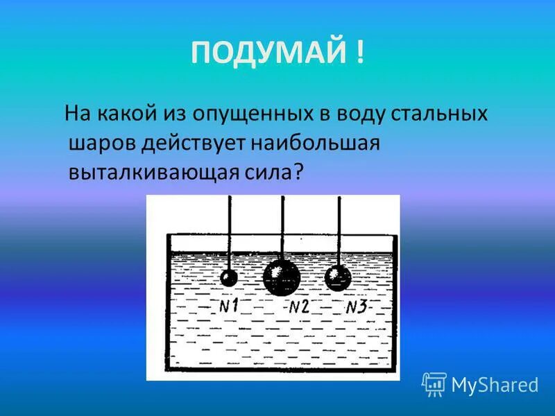 Какая выталкивающая сила действует на булыжник. На какое тело действует большая Выталкивающая сила. Выталкивающая сила действующая на шар. Сила Архимеда действующая на шар.