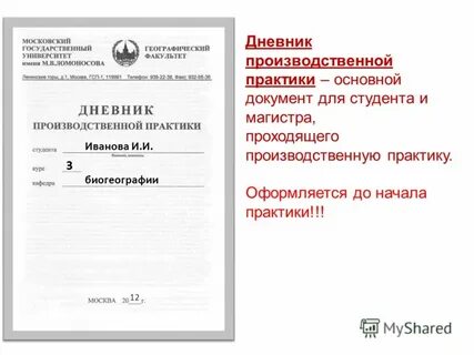 Дневник по производственной практике по дням