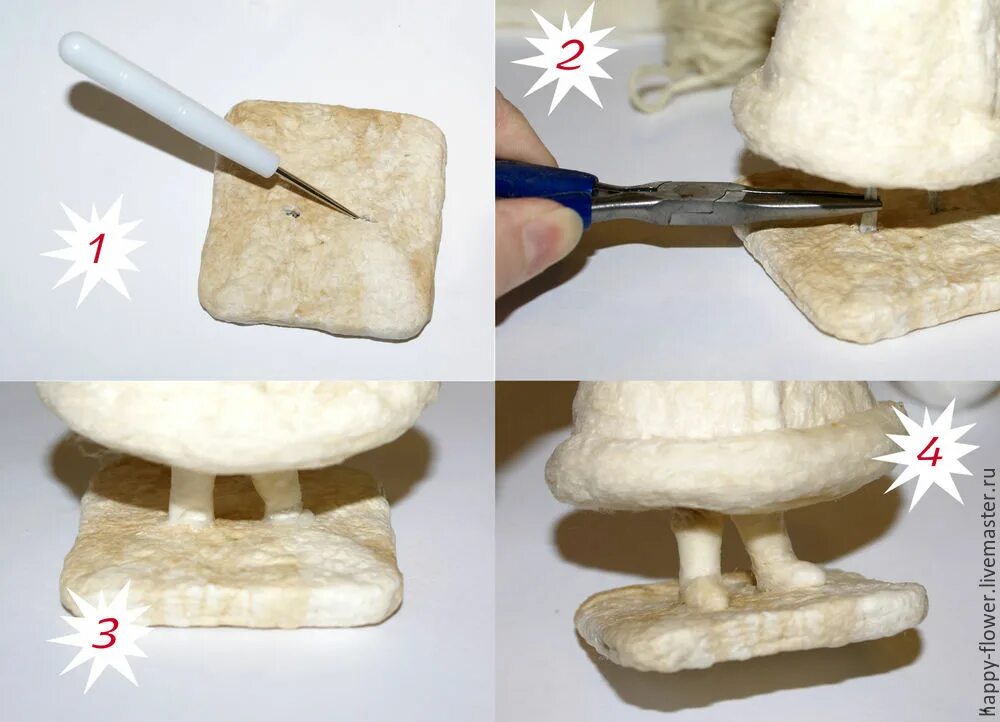 Подставка для ватной игрушки. Лепка из ваты. Папье маше и вата. Игрушки из ваты мастер класс.