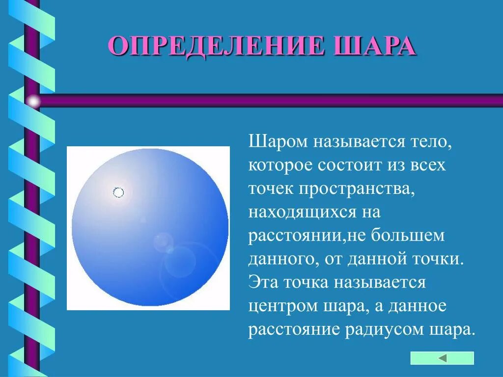 Дайте определения шара