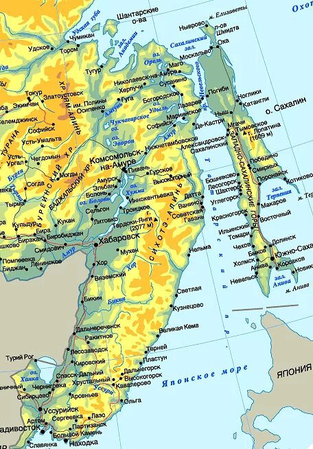 Горы сахалин на карте россии