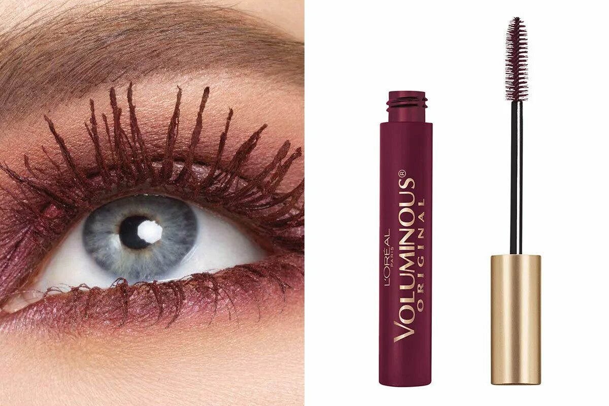 Sky high тушь бургунди. Loreal voluminous Burgundy Mascara. Тушь бургунди Браун. Тушь мейбелин бургунди. Loreal Mascara Burgundy.