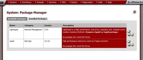 Pfsense пакеты