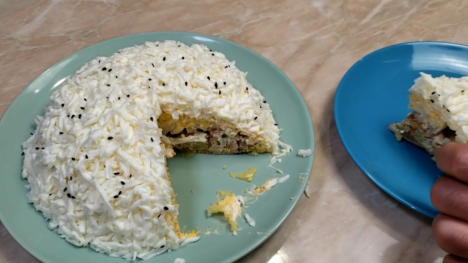 Салат снег с курицей