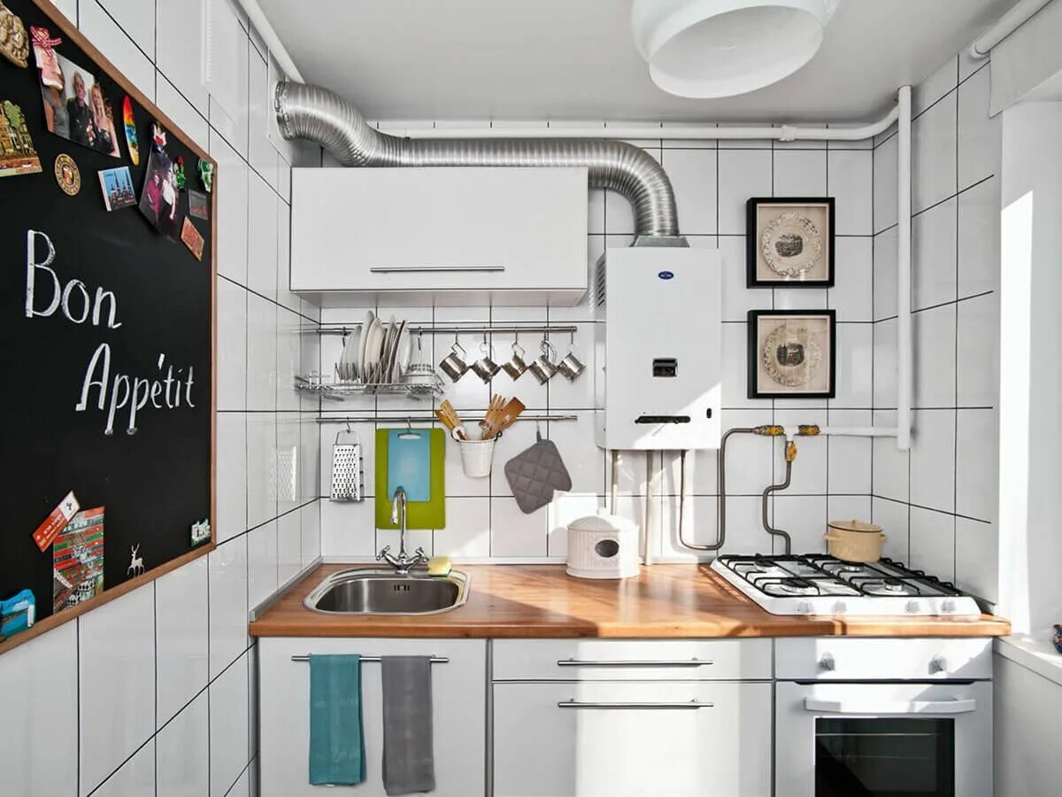 Kitchen 6 square meters with geyser design (62 Photos)