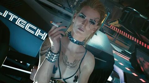 cyberpunk 2077, astromons, exhibitionism, female, meredith stout, naked, nu...